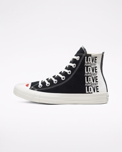 Converse Love Fearlessly Chuck Taylor All Star Bayan Uzun Ayakkabı Siyah/Kırmızı | 5847013-Türkiye